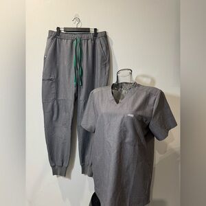 FIGS JOGGER SET. Medium Top. Large Jogger. Like New. Grey. No flaws noted.